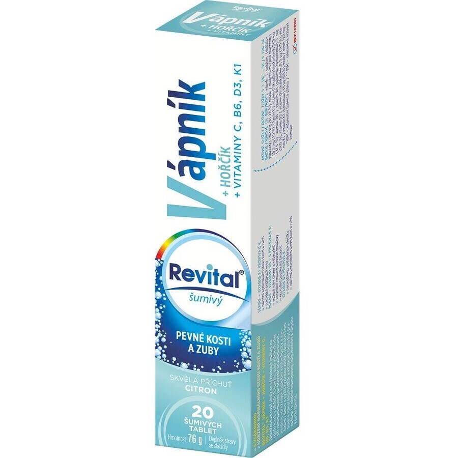 Revital Calcio, Magnesio, Vitamina senza zucchero al gusto di limone 20 compresse effervescenti