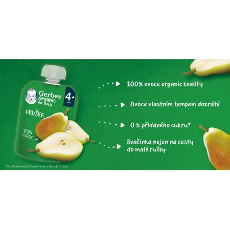 Gerber Organic sac à poires 100% bio 4m+ 16 x 90 g