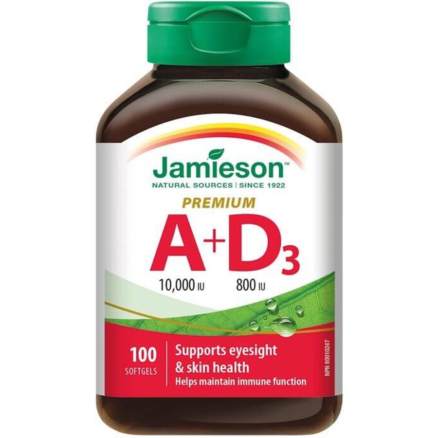 Jamieson Vitamin A und D Premium 10000 IU / 800 IU 100 Kapseln