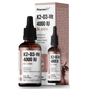 K2+D3-Vit 4000 UI Aceite activo 30 ml Pharmovit Clean Label
