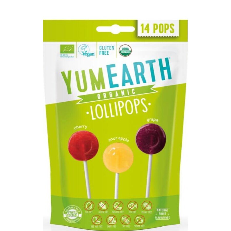 Lecca-lecca alla frutta acida YumEarth 14 pezzi per confezione