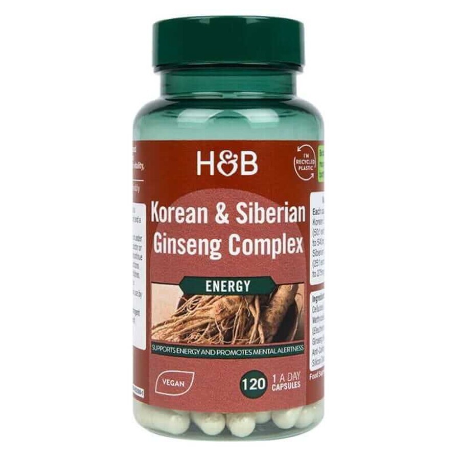 Korean and Siberian ginseng complex (ginseng in 2 forms) 120 capsules Holland and Barrett