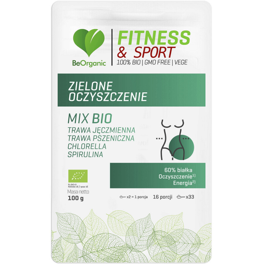 BeOrganic Verde Detergente BIO Fitness & Sport MIX Biologico (erba d'orzo, erba di grano, spirulina, clorella) 100g