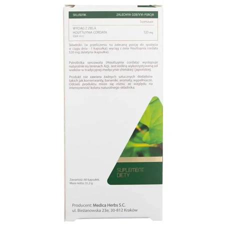 Houttuynia (Hartkruid) 520mg, 60 capsules Medica Herbs