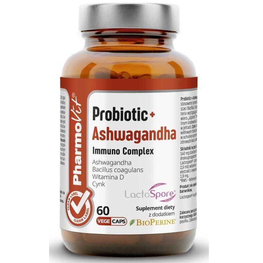 Complesso probiotico + Ashwagandha Immuno 60 capsule PharmoVit Clean Label
