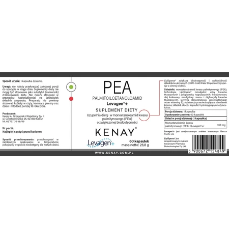 PEA Palmitoyl ethanolamide Levagen 60 capsule Kenay