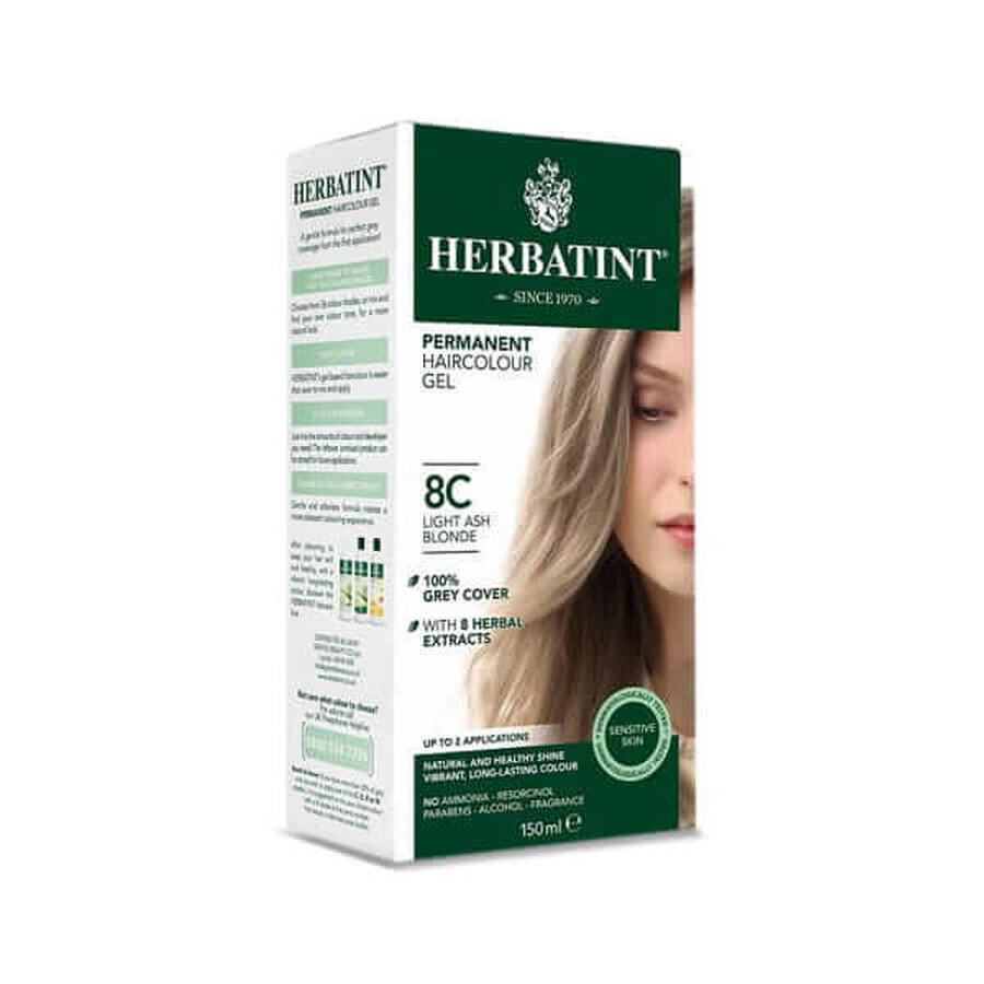 Herbatint, tinte permanente, Rubio ceniza claro - 8C