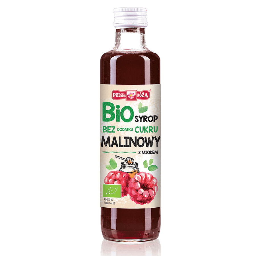 Biologische frambozensiroop met honing 250ml Polska Róża