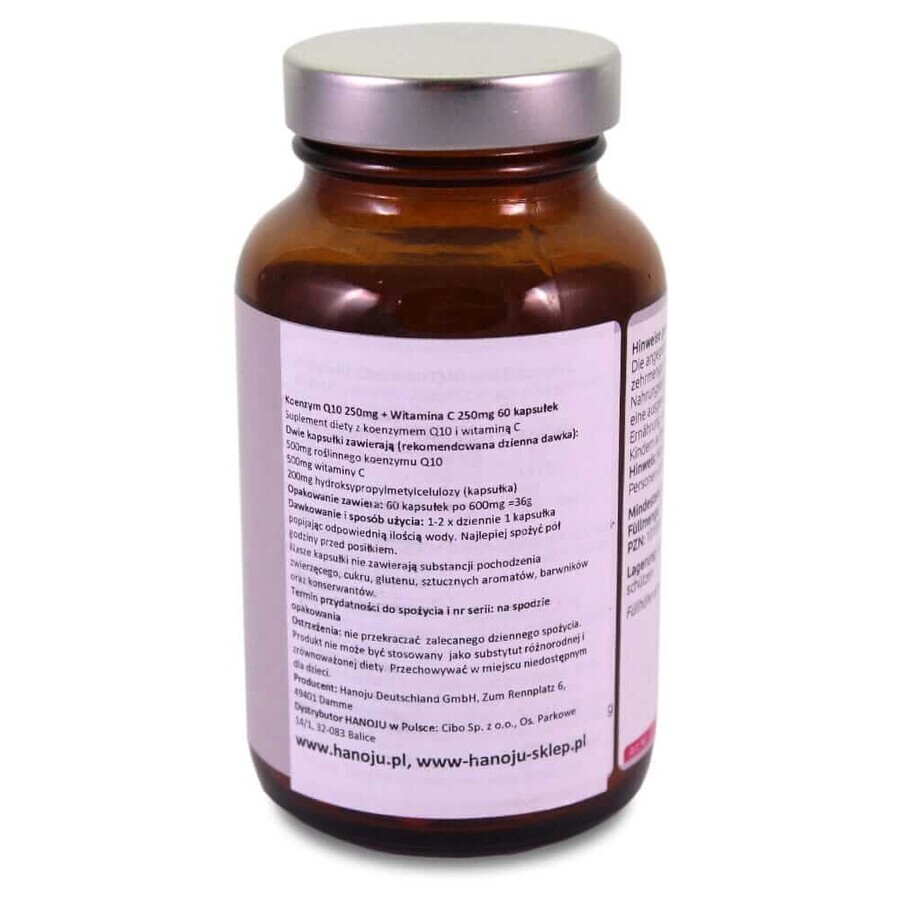 Coenzyme Q10 (250 mg) + vitamine C (250mg) 60 gélules, Hanoju