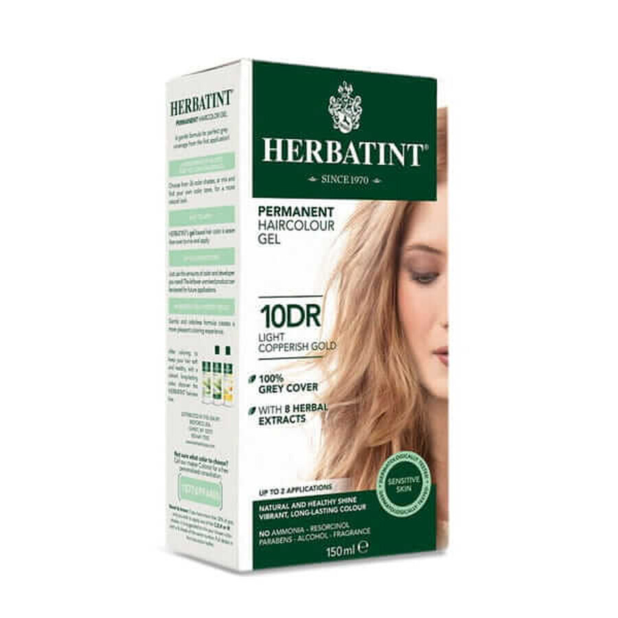 Vopsea de păr permanentă, culoare: Light Copper Gold Blonde 10DR, Herbatint