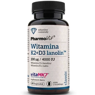 Vitamina K2Mk7 200 mcg + D3 4000 IU (60 cápsulas) Pharmovit Classic