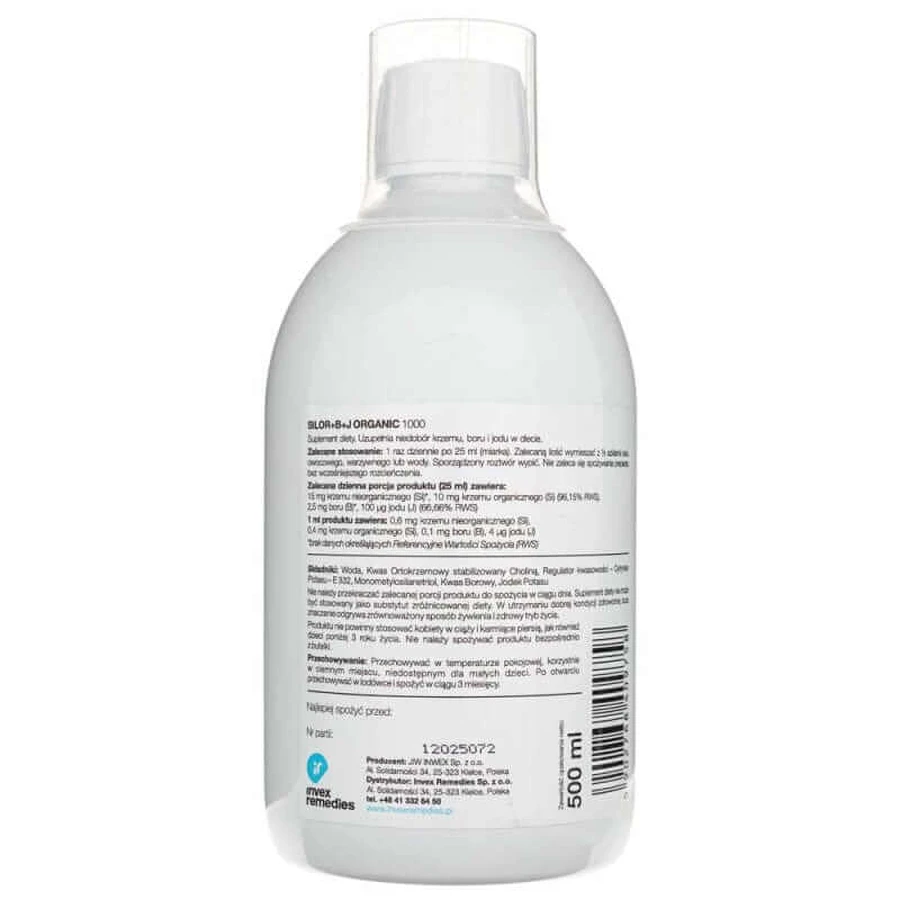 Silor+B+J Organisch Silicium met Borium en Jodium 500ml Invex Remedies