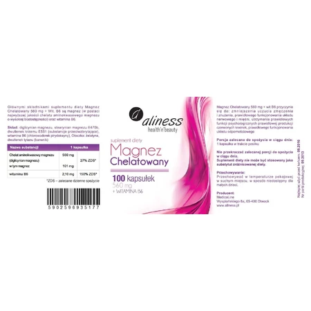 Magnésium chélaté 560 mg + Vitamine B6 Aliness