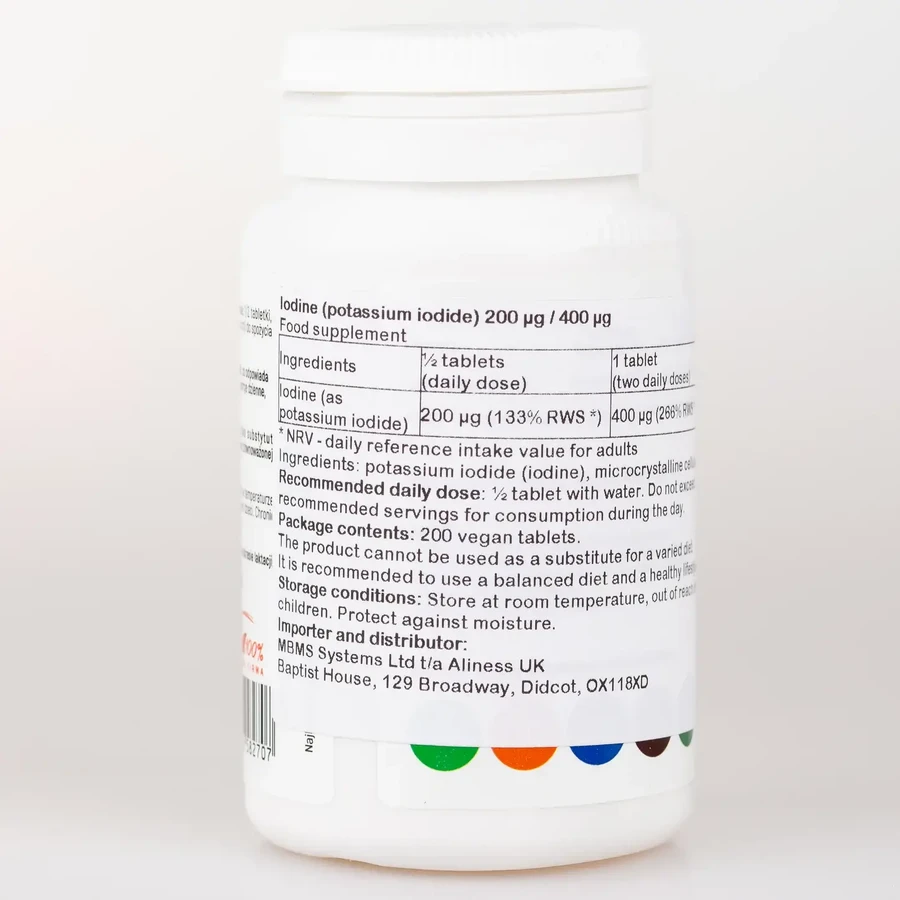 Iode (iodure de potassium) 200 µg / 400 µg 200 comprimés Aliness
