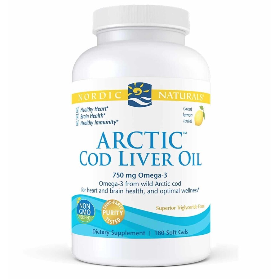 Arctic Cod Liver Oil Limón (180 cápsulas) Nordic Naturals
