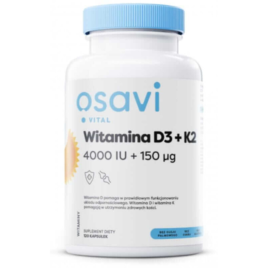 Osavi Vitamin D3 4000IU + K2 150mcg - 120 capsules