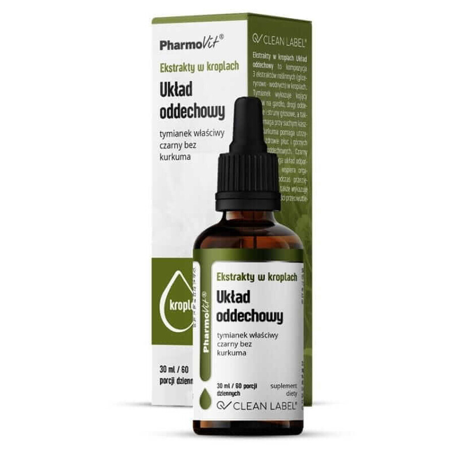 Extraits en gouttes Système respiratoire 30 ml Pharmovit Clean Label