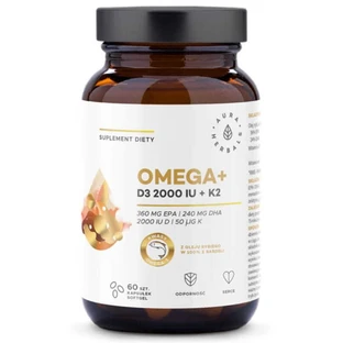 Omega + D3 2000 IU + K2 60 Kapseln von Aura Herbals