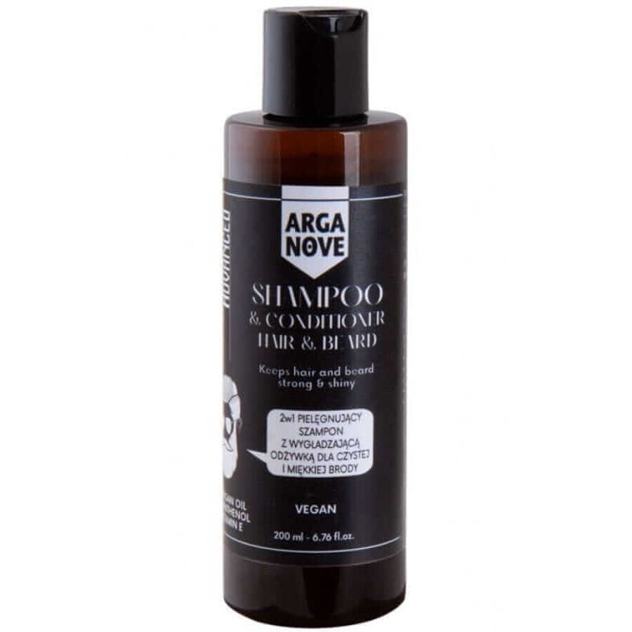 Shampoo and conditioner 2 in 1 for men's hair and beard 200ml Arganove