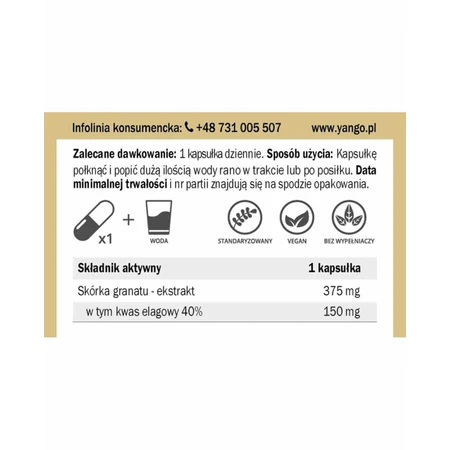 Granatapfelrindenextrakt 50:1 ( 40% Ellagsäure ) 90 Kapseln YANGO