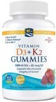Nordic Naturals, Vitamine D3+K2 Gummies 60 gels granaatappelsmaak