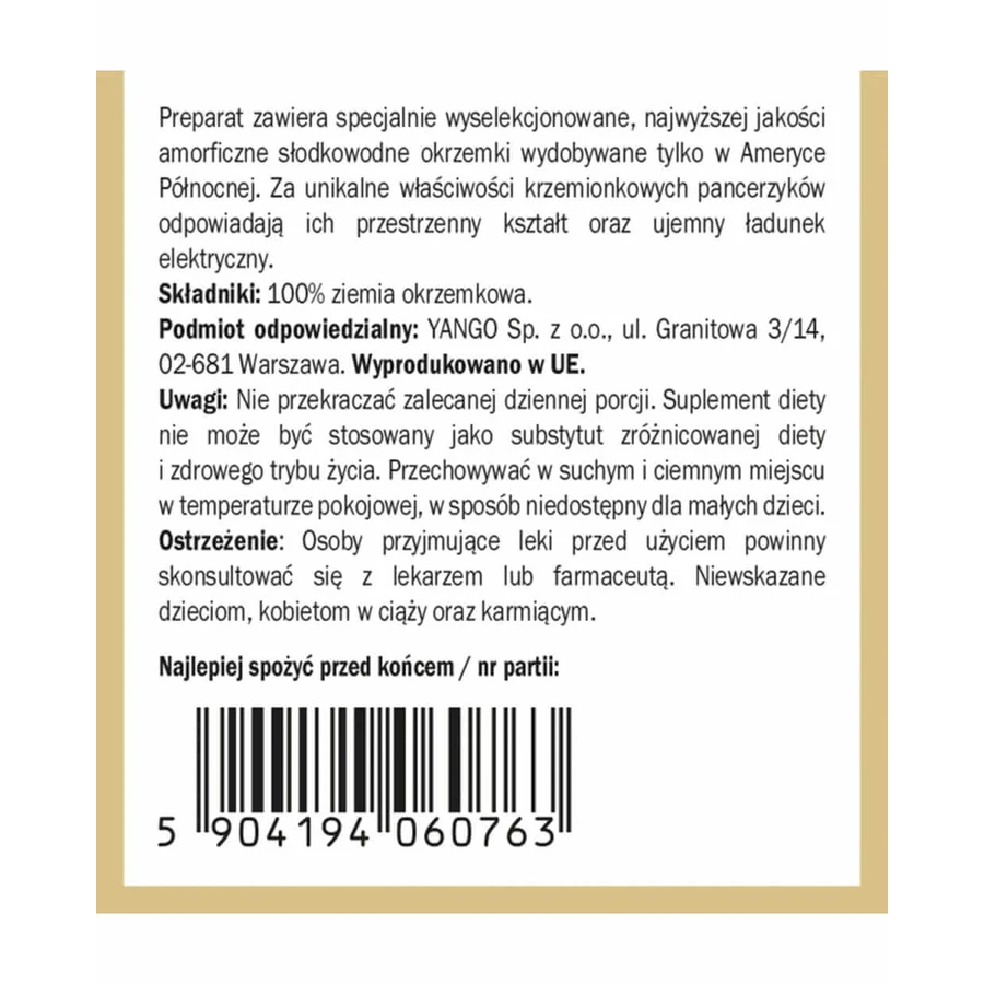 Diatomiet - Natuurlijke diatomeeën - 70g YANGO