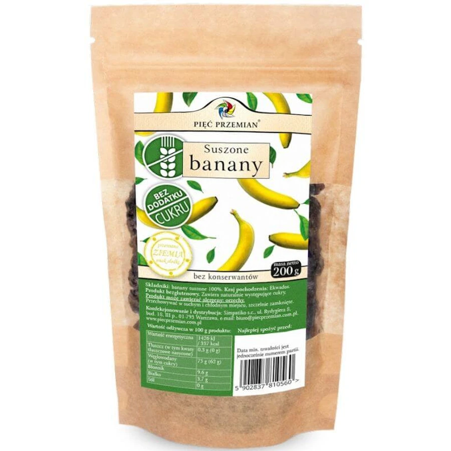 Dried gluten-free bananas 200g - FIVE CHANGES