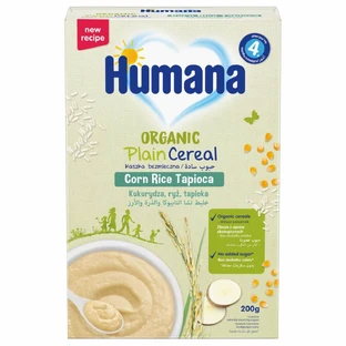 Cereales ecológicos de maíz, arroz y tapioca, + 4 meses, 200 g, Humana
