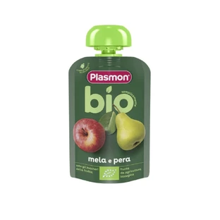 Puré de pera y manzana bio, + 6 meses, 100 g, Plasmon