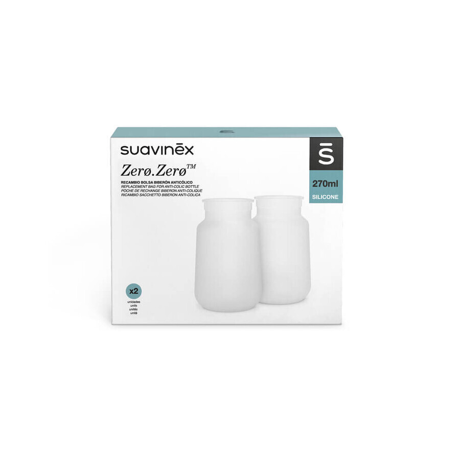 Sachet de remplacement pour les bouteilles Zéro Zéro Zéro, 270 ml, 2 pièces, Suavinex