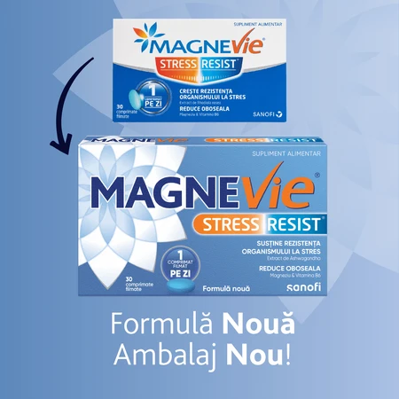 MagneVie Stress Resist with Ashwaghanda 80mg + 60 mg magnesium + 1.4mg vitamin B6, nervous system and stress resistance, 30 tablets