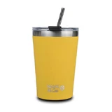 Insulated mug with straw, yellow, 450 ml, Nava