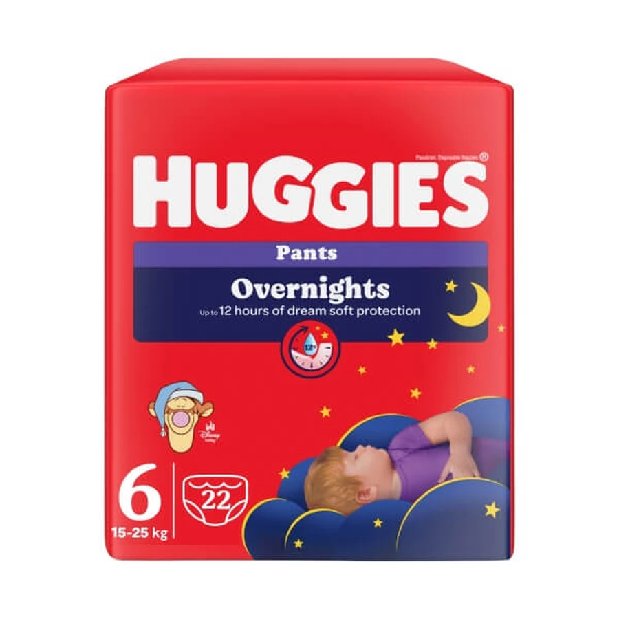 Culotte de nuit Elite Soft Overnights Elite Soft Overnights Nr.6, 15-25 kg, 22 pièces, Huggies