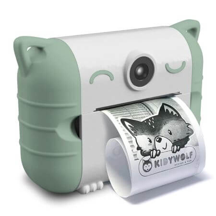 KidyPrint, Green, Kidywolf digital camera with thermal print function for children