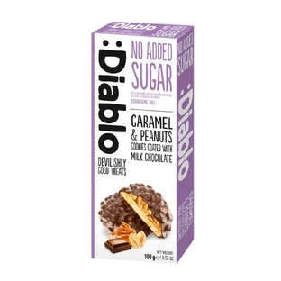 Galletas con cobertura de chocolate con leche y relleno de caramelo y cacahuete, 100 g, Diablo