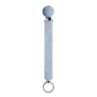 Ribbon clip-on pacifier lanyard, Dusty Blue, Bibs