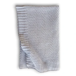 Manta de punto de algodón Chevron, 75 x 95 cm, Gris, Tuxi