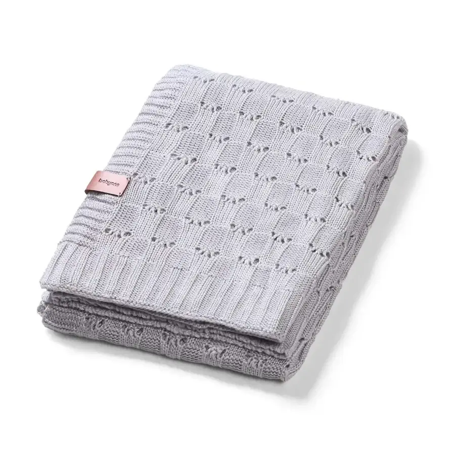 Couverture tricotée en fibres de bambou, Gris, + 0 mois, Babyono