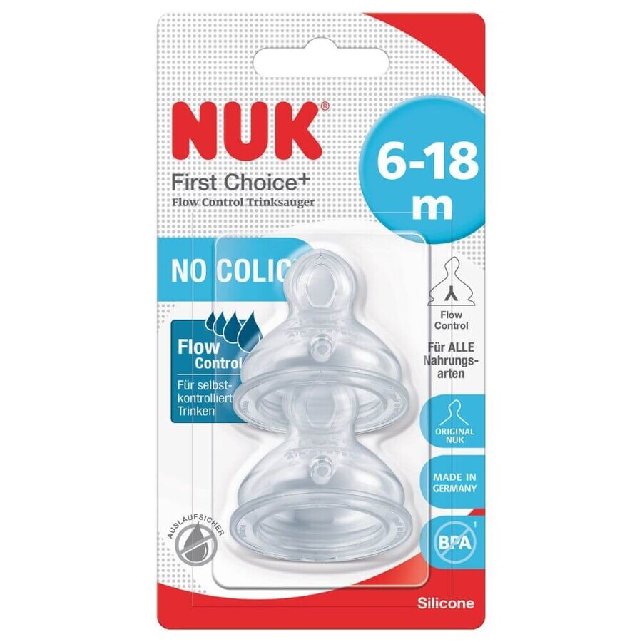 Tettarella M2 in silicone a flusso variabile, 6-18 mesi, 2 pezzi, Nuk
