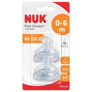 Silikon-Sauger mit mittlerem Loch M1, 0-6 Monate, 2 Stück, Nuk