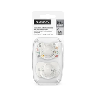 Chupete de silicona SX Pro A Walk In The Park, 0-6 meses, Gris, 2 piezas, Suavinex
