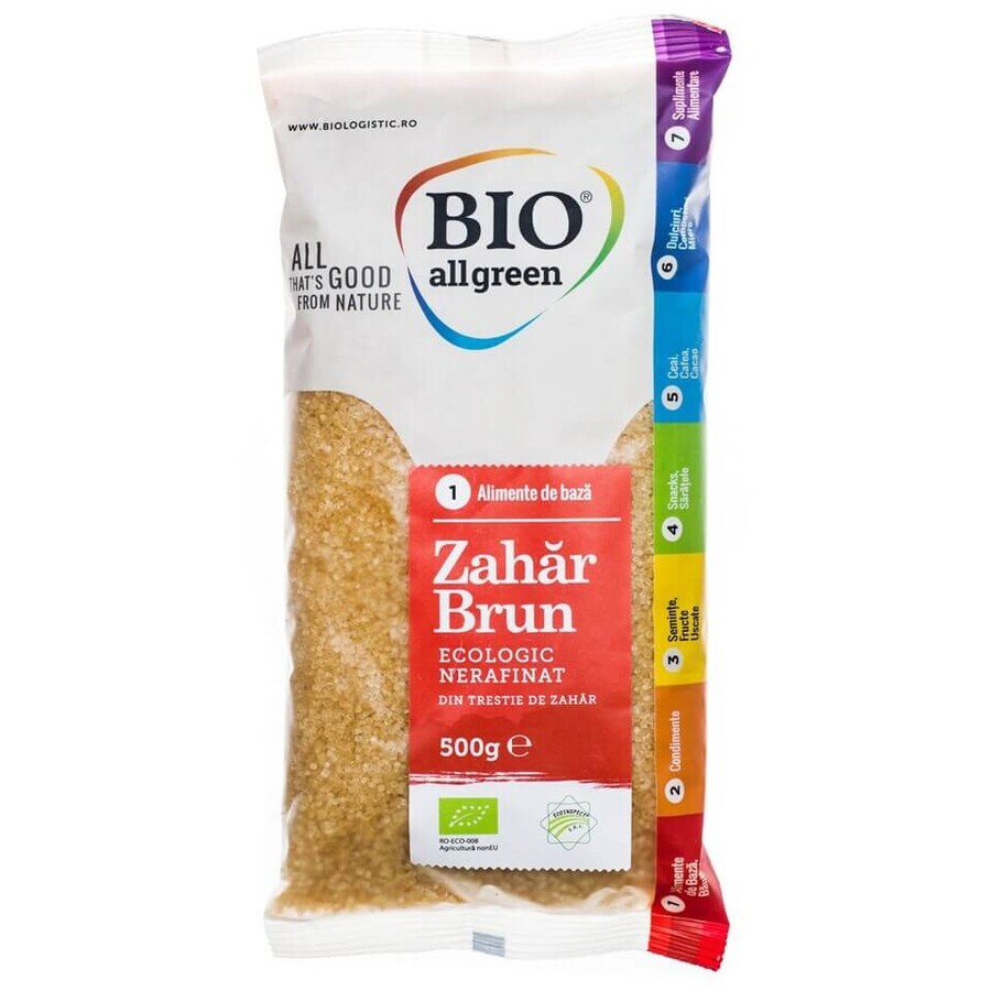 Brauner Bio-Rohrzucker, 500 g, Bio All Green