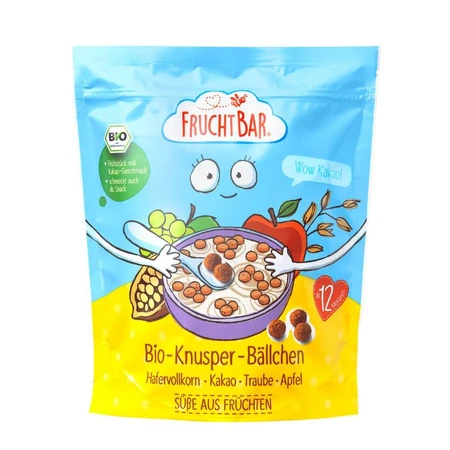 Biologische havermout met cacao, druiven, appels, +12 maanden, 125 g, Frucht Bar