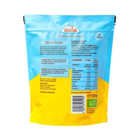 Biologische havermout met cacao, druiven, appels, +12 maanden, 125 g, Frucht Bar