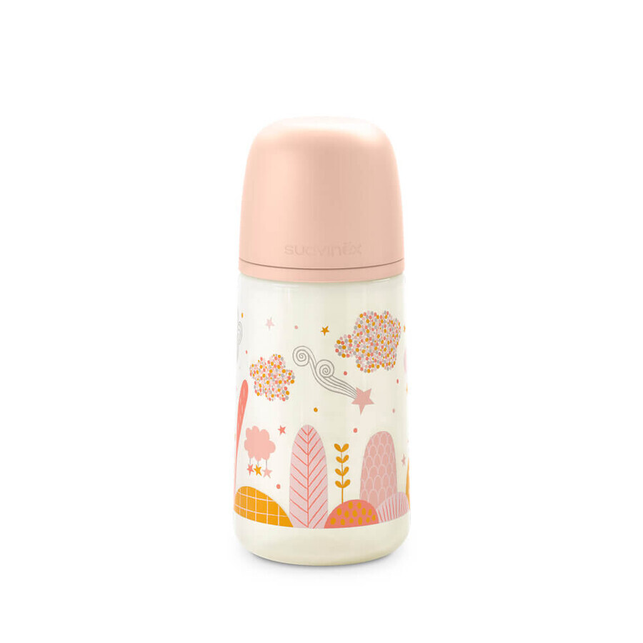 Feeding bottle with physiologic teat SX Pro medium flow Dreams, Peach, 270 ml, Suavinex