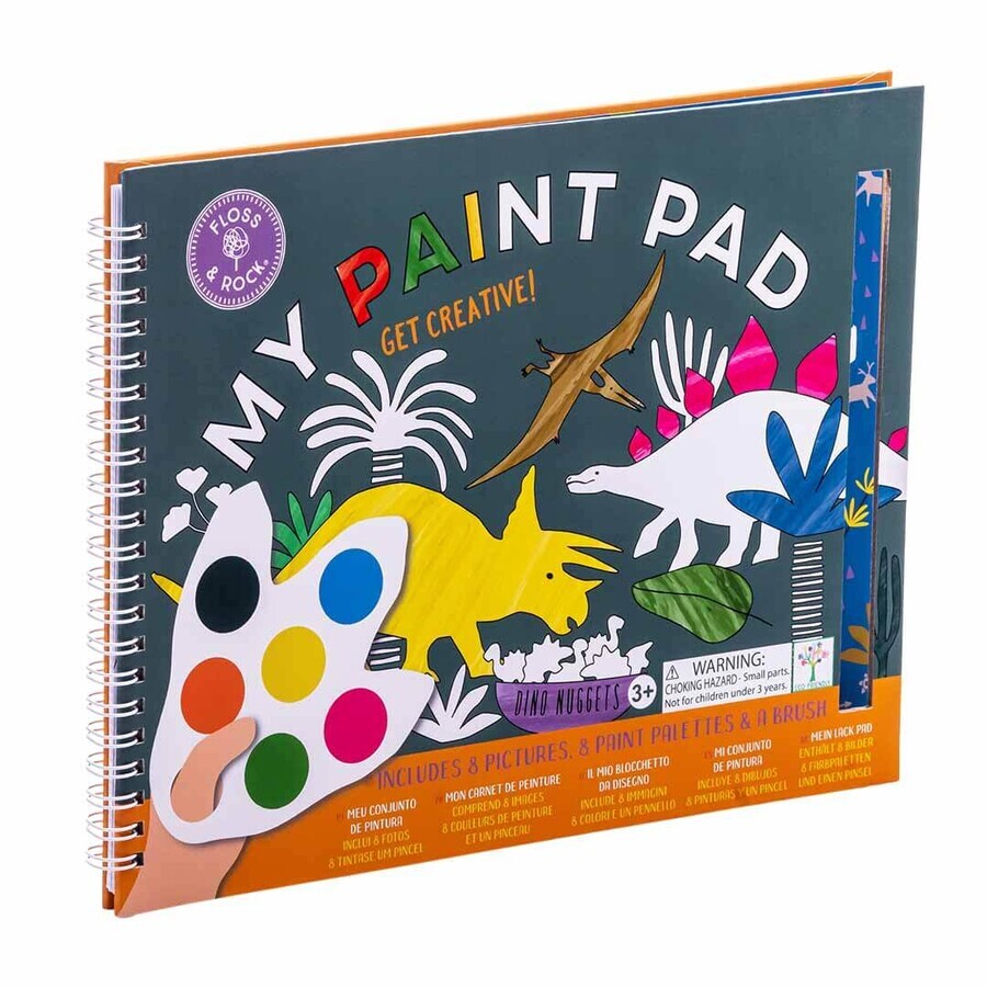 Libro para colorear acuarela My Paint Pad Dino, 3 años+, Floss & Rock