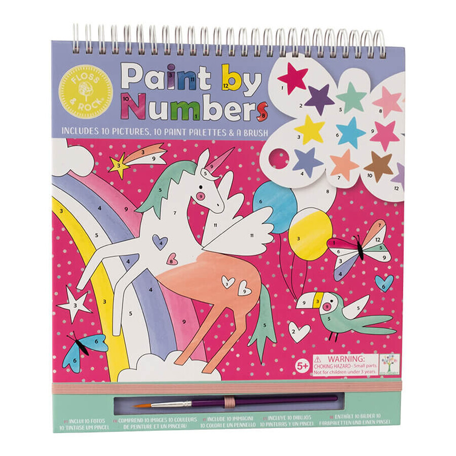 Kleurboek met aquarelverf op getallen, Paint by numbers Fantasy, 5 jaar+, Floss & Rock