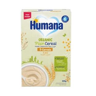 5 Cereales ecológicos sin leche, +6 meses, 200 g, Humana