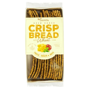 Pan crujiente con queso, tomate y albahaca, 130 g, Danvita