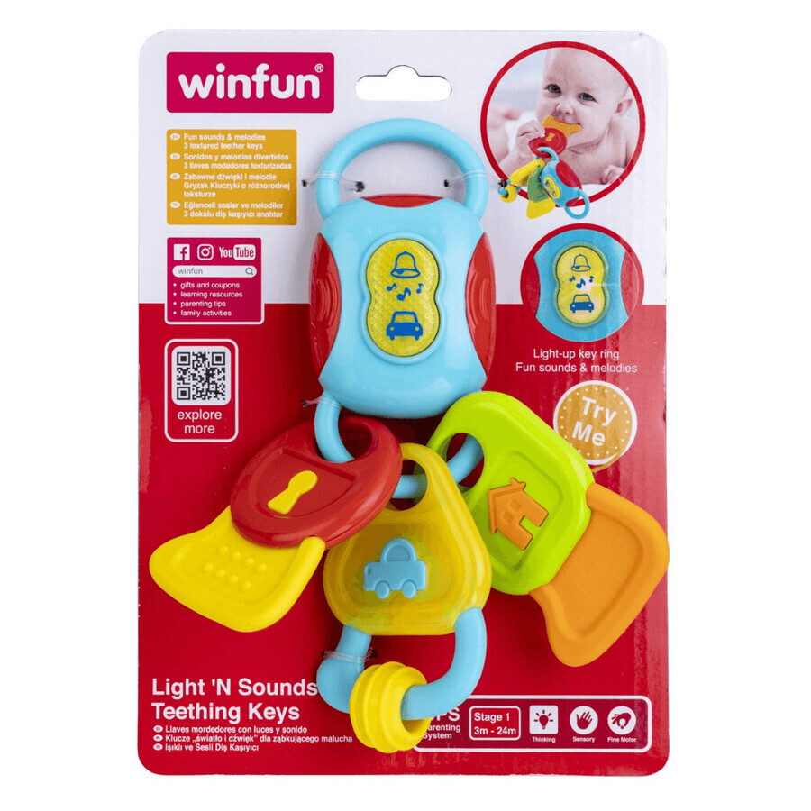 Schlüsselanhänger Schlüssel mit Geräuschen und Lichtern, ab 3 Monaten, Winfun